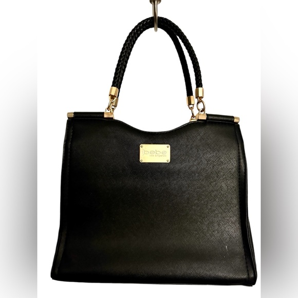 bebe Handbags - Bebe Los Angeles Black & Gold Purse Natalie Satchel Shopper Handbag - Like New!